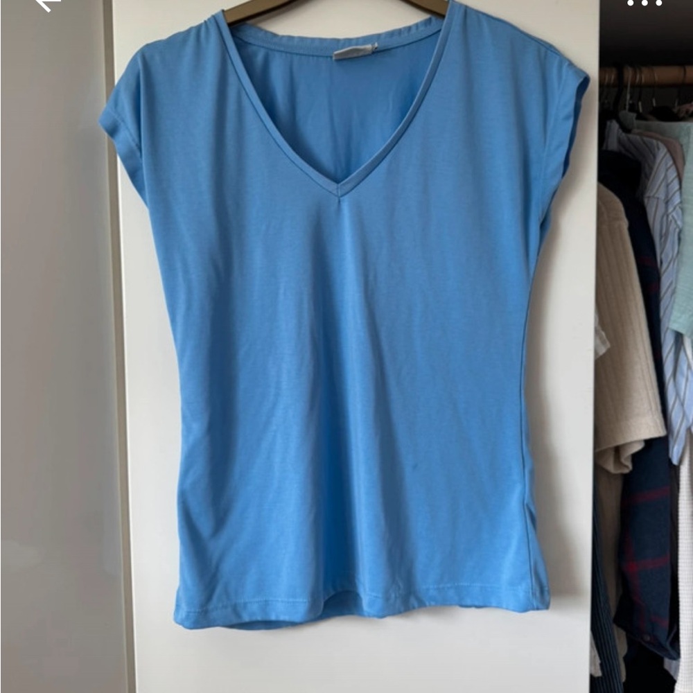 Kaffe Blue Short Sleeve V-Neck Tee